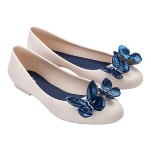 Melissa Doll 3D Blue Butterflies Ballerina Flats Size 8